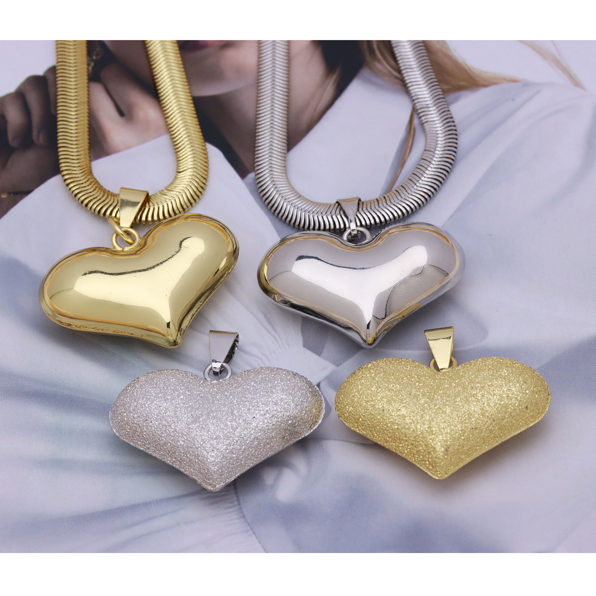 Copper Pendant Material Copper Simple Style Classic Style Plating Heart Shape Pendant Necklace