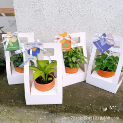 花ポータブルフラワーボックス多肉植物鉢植えボックス花束包装ボックス緑の植物小さな鉢植えボックスタイル包装スポット卸売