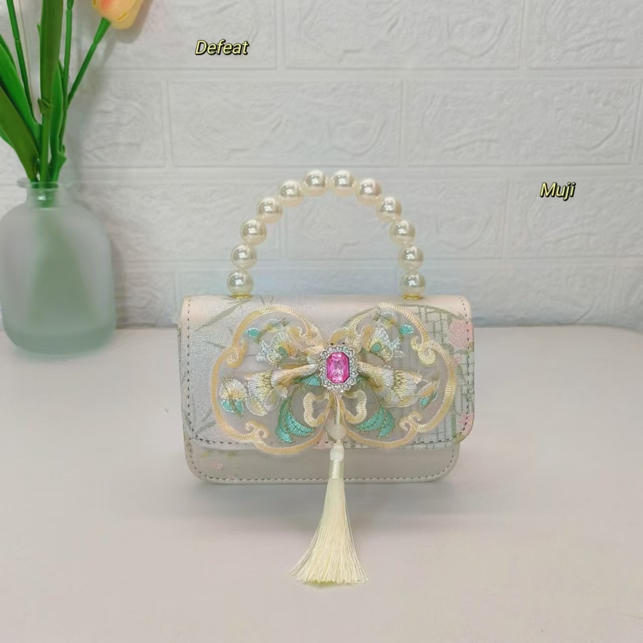 Nuevo estilo chino bolso infantil bolso de perla bolso de mano niña pequeña bolso de cambio accesorios bolso de cadena bolso de arco bolso pequeño