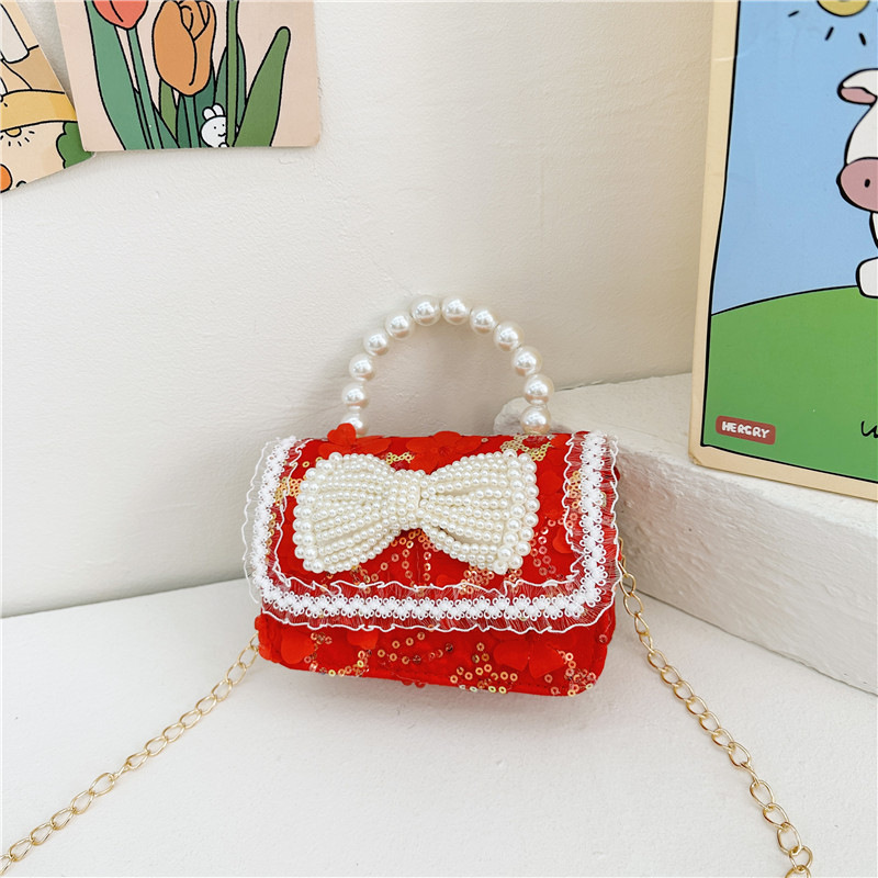 Nuevo rojo niñas nuevo año bolsa lindo arco princesa bebé bolso niña moneda monedero bolso de hombro