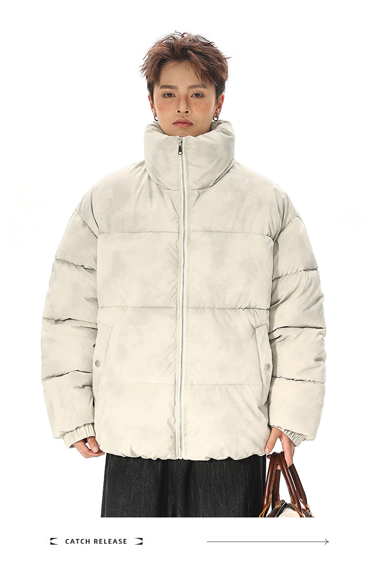 Doudoune en cuir pu unisexe avec col montant style oversize_voghion.com