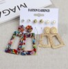 Accessory, metal earrings, acrylic set, decorations, European style, wholesale