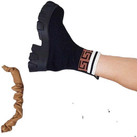 Trade Large Størrelse Sort Martin Støvler Til Kvinder Efterår Og Vinter Ny Stil Flue Strikket Rundt Hoved Polyurethan ærmer Sokker_voghion.com