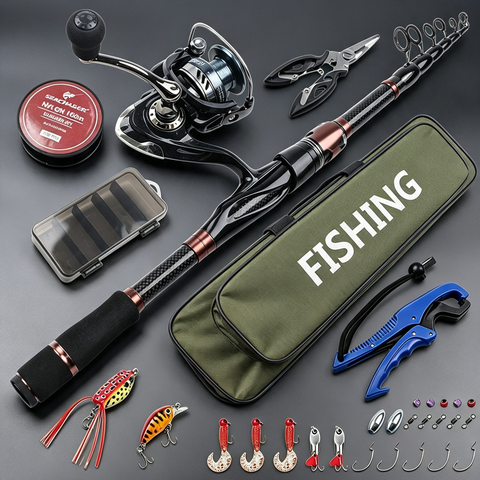 2.1M telescopic lure rod short-section sea rod set, fishing combination, one-stop shopping for cross-border fishing gear, dropshipping available
