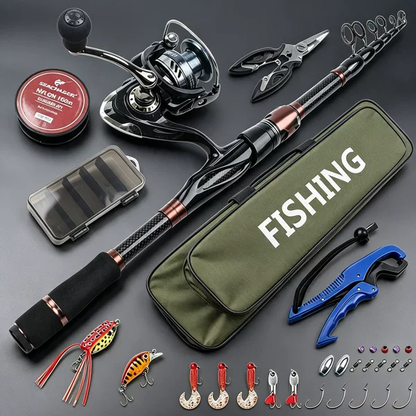 2.1M telescopic lure rod short-section sea rod set, fishing combination, one-stop shopping for cross-border fishing gear, dropshipping available