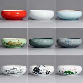 水仙花盆陶瓷铜钱草水培塔竹一叶莲碗莲金钱草专用盆缸无孔大小号