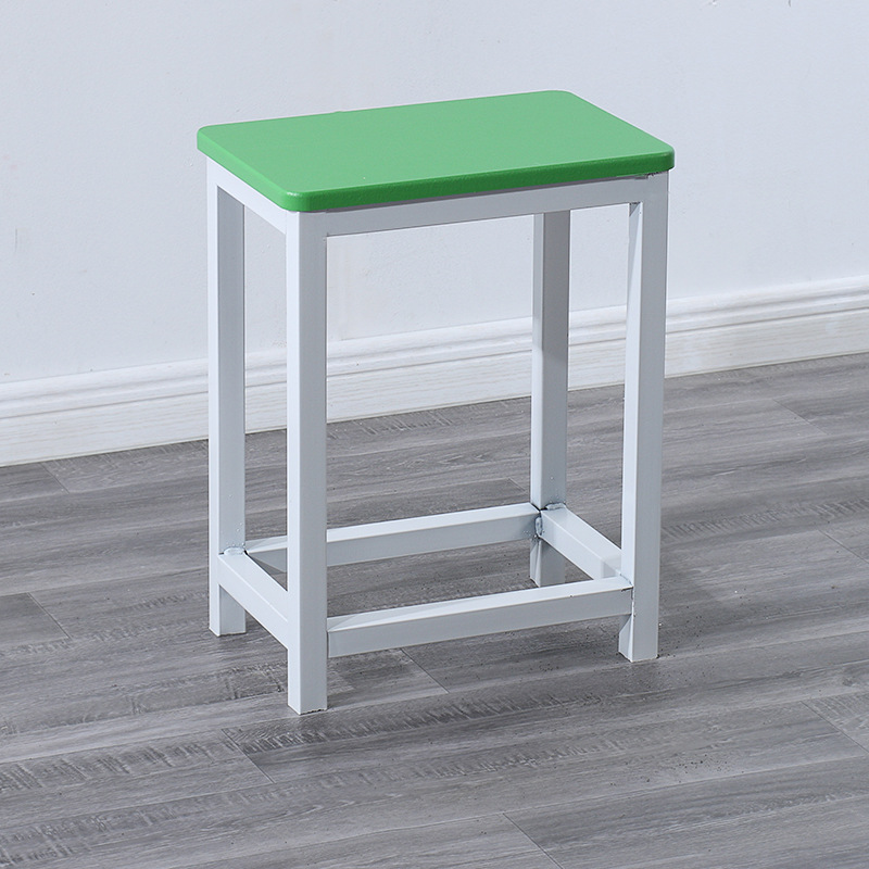 Taburete de taller al por mayor, línea de montaje de fábrica, taburete de trabajo, taburete cuadrado pequeño de acero y madera, taburete de hierro de comida rápida, oro de entrenamiento