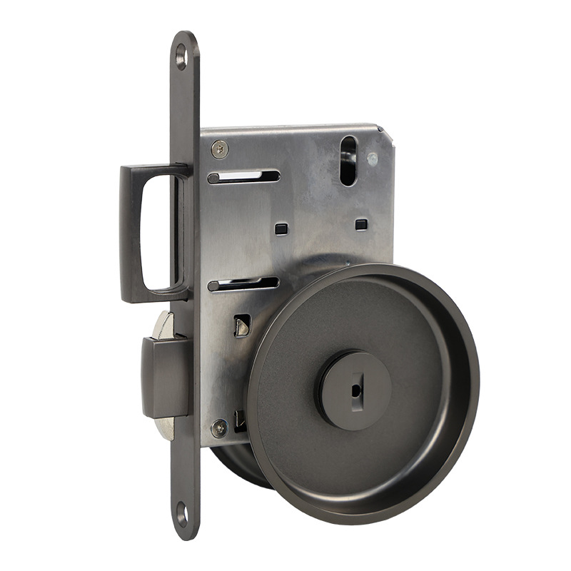 Comercio exterior personalizado redondo BK bolsillo cerradura de puerta deslizante privacidad baño cocina cerradura de puerta deslizante puerta fantasma cerradura de gancho invisible