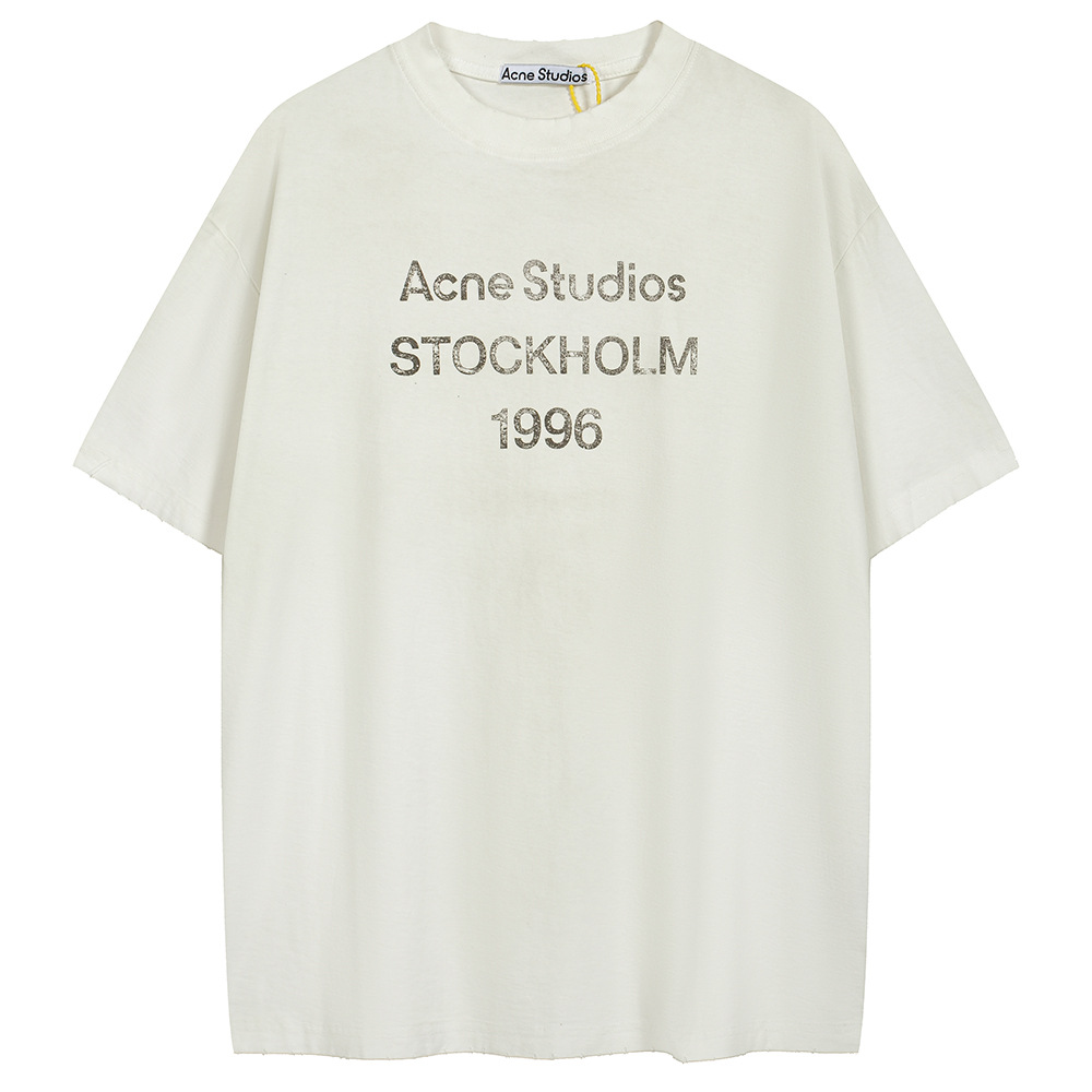 Edición correcta 2023SS nuevo hacer viejo agujero AXD impresión gradiente camiseta de manga corta camiseta superior de ambos sexos