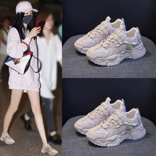 K-Style of New Dad Shoes for Women 2025 Spring Student Versatile Sports Shoes for Women Casual Thick Sole Heightening Shoes K-9