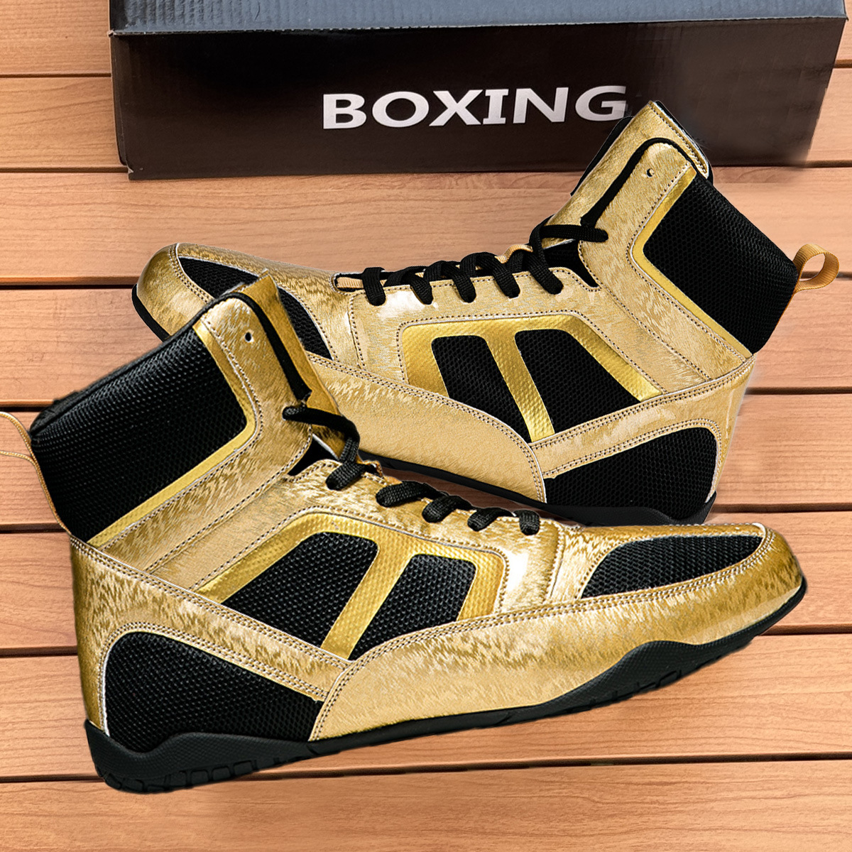 Professional Boxing Shoes for Men, High-Top Boxing Shoes, Fighting Martial Arts Competition Training Shoes, Wrestling Shoes, Fitness Muay Thai Sanda Shoes