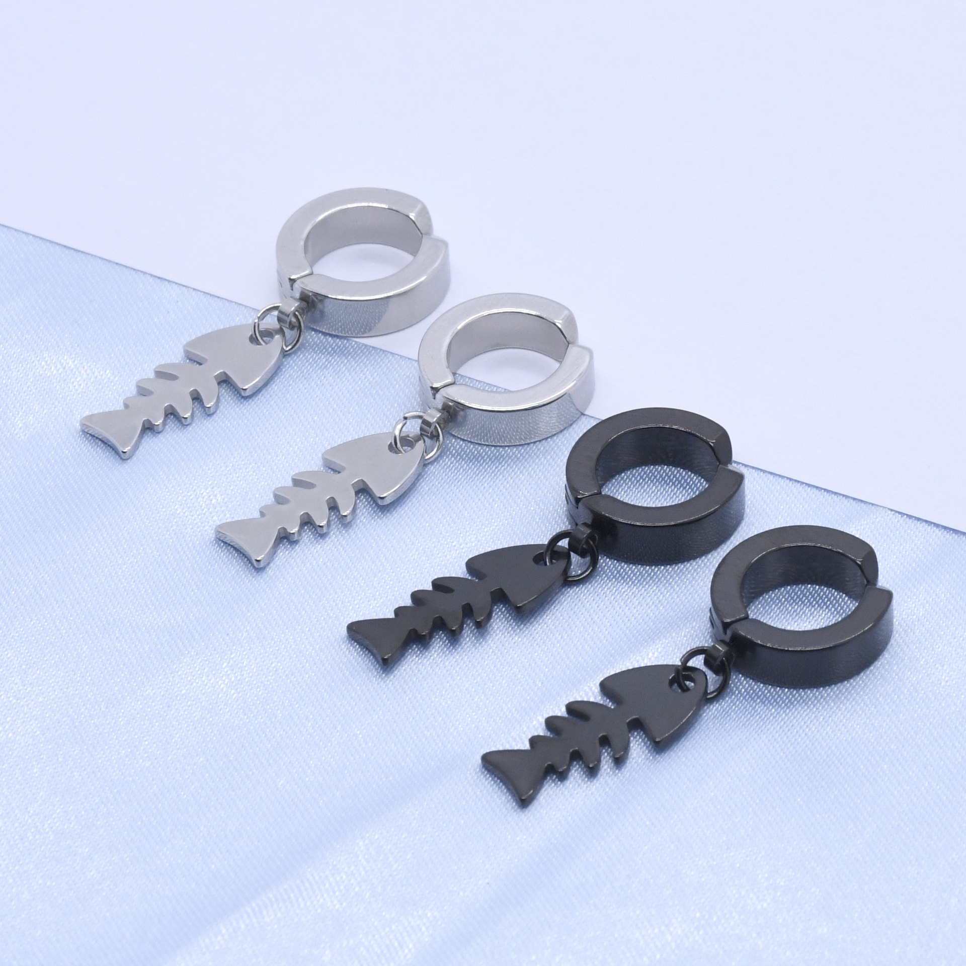 Factory Direct Sales Cross-Border Stainless Steel Fishbone Ear Clips for Men and Women, Simple and Versatile Korean Style Niche Ins