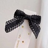 White hairgrip with bow suitable for photo sessions, hair accessory, bangs, floral print, lace dress, Lolita style