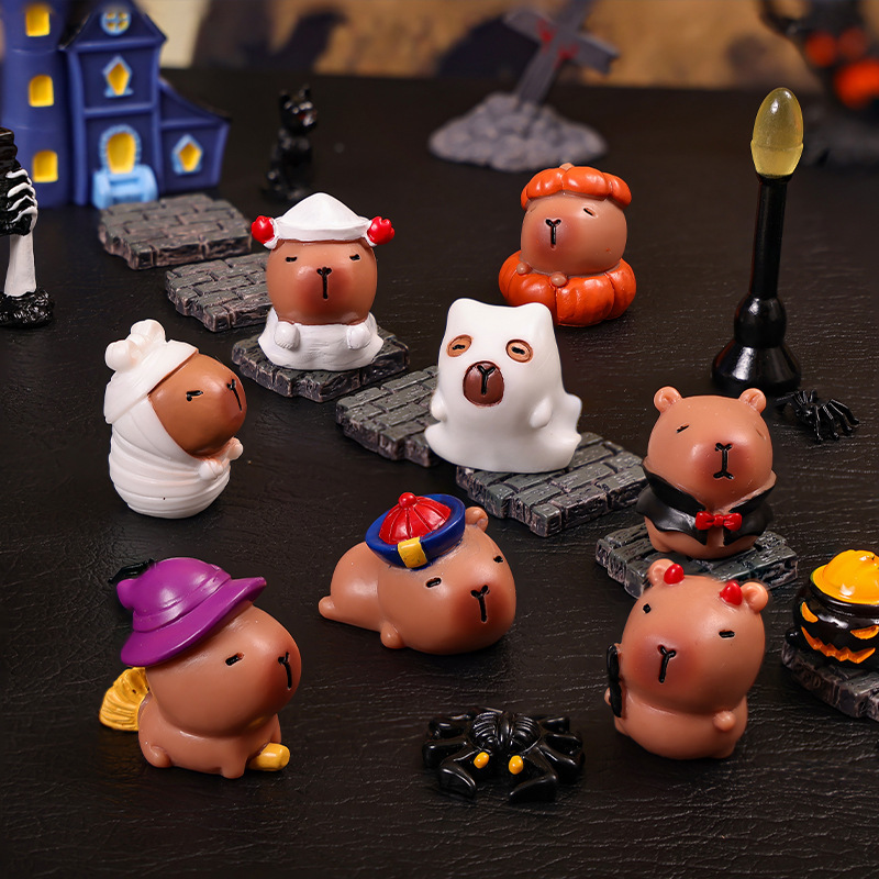 ハロウィンオーナメントマイクロランドスケープかわいいカピバラクリエイティブ装飾造園樹脂diy工芸品小さなオーナメント|undefined