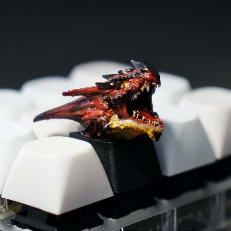 Monster Hunter Silver Fire Dragon Keycap Mechanical Keyboard Creative Trendy Cyber Art Three-Dimensional Personalized Resin Keyboard Cap