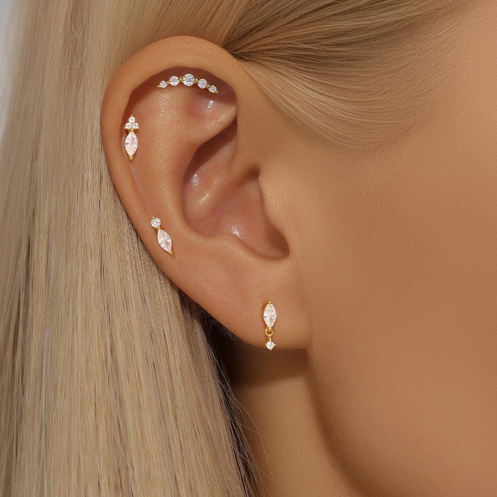 3g Weight Zircon Inlay Material Ear Studs Classification Ear Cartilage Rings & Studs Piercing Type 1 Piece Quantity Daily, Festival Occasion 925 Sterling Silver Material Geometric Pattern Unisex Gender Inlay Design Shiny Style 1 Piece Ear Cartilage Rings & Studs Shiny Geometric 925 Sterling Silver Inlay Zircon Ear Cartilage Rings & Studs 14