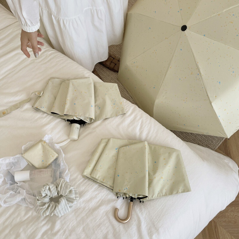 Cream Splash Ink Umbrella Sun Umbrella Rain or Shine High-Value Vinyl Anti-Uv Parasol for Women Ins