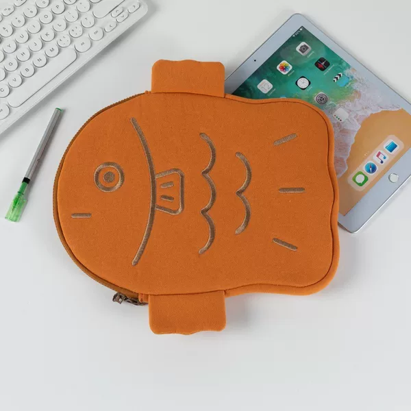 Korean Taiyaki 11inch iPad Inner Sleeve Bag 13inch Mac Laptop Embroidered Design Trendy Embroidered Bag