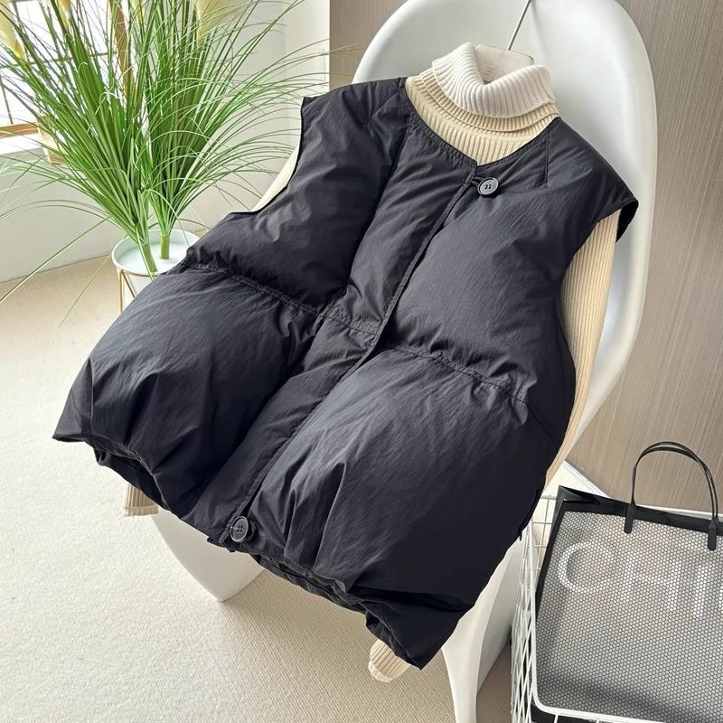 Down Cotton Vest for Women, Short Vest, Autumn and Winter New Style, Loose and Versatile, European Style Waistcoat, Vest and Cotton Jacket