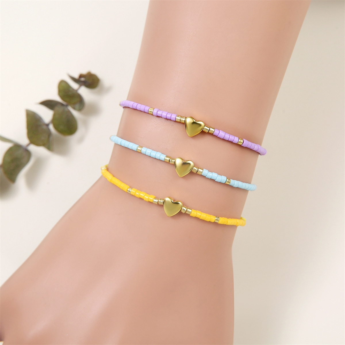 Seed Bead Material Geometric, Heart Shape Pattern Bohemian Geometric Heart Shape Seed Bead Cord In Chain Slider Clasp Closure String Bracelets Wholesale