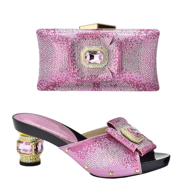 Cross Border Flower Shape Rhinestone High Heel Sandals with Evening Bag Women's Handbag Banquet Clutch Dress Evening Party