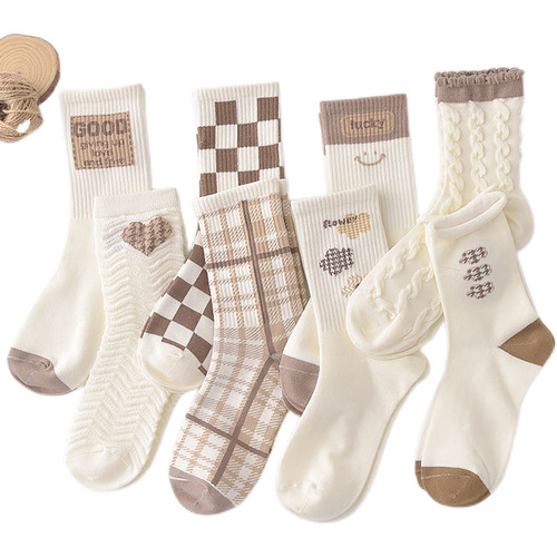 Sock Girl Ins Trendy Versatile High-Quality Forest System Medium Calf Socks Autumn New White Student Sweet Desire Style Long Socks
