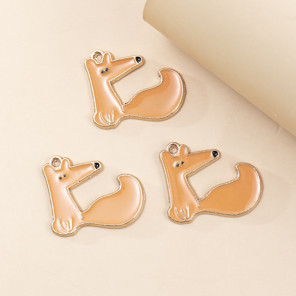 10 Pcs/package Cartoon Style Cute Fox Alloy Enamel Pendant Jewelry Accessories display picture 2