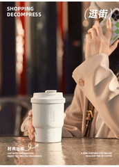 EQURA一克拉316不鏽鋼咖啡杯定製戶外提手雙飲戶外磨砂保溫杯定做