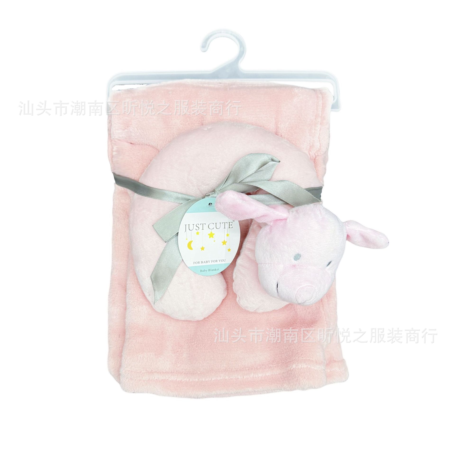 Juego de Manta y Almohada Cervical en U de Terciopelo de Coral para Recién Nacidos y Bebés