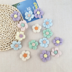 韓版褶皺布五瓣花朵小清新彩色diy頭飾配件蝴蝶結服飾襪子包 輔料
