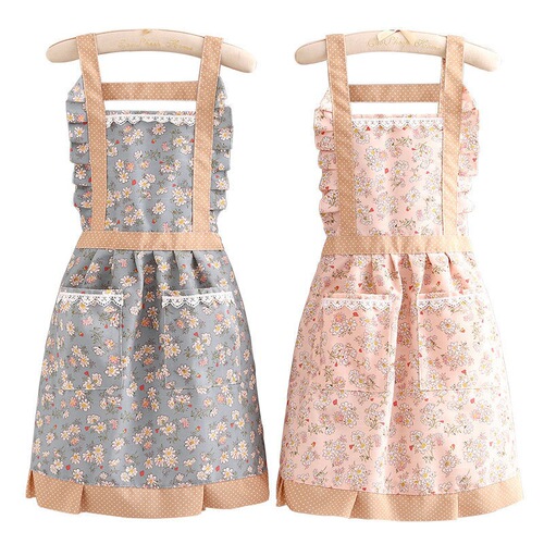 New style canvas apron for women, cute and stylish, home kitchen cooking, breathable Korean version, wear-resistant princess skirt, adult work