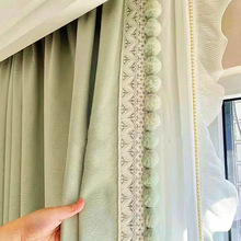 窗帘花边立边毛球蕾丝窗纱装饰宽边拼接绣花抱枕侧边搭配辅料零剪