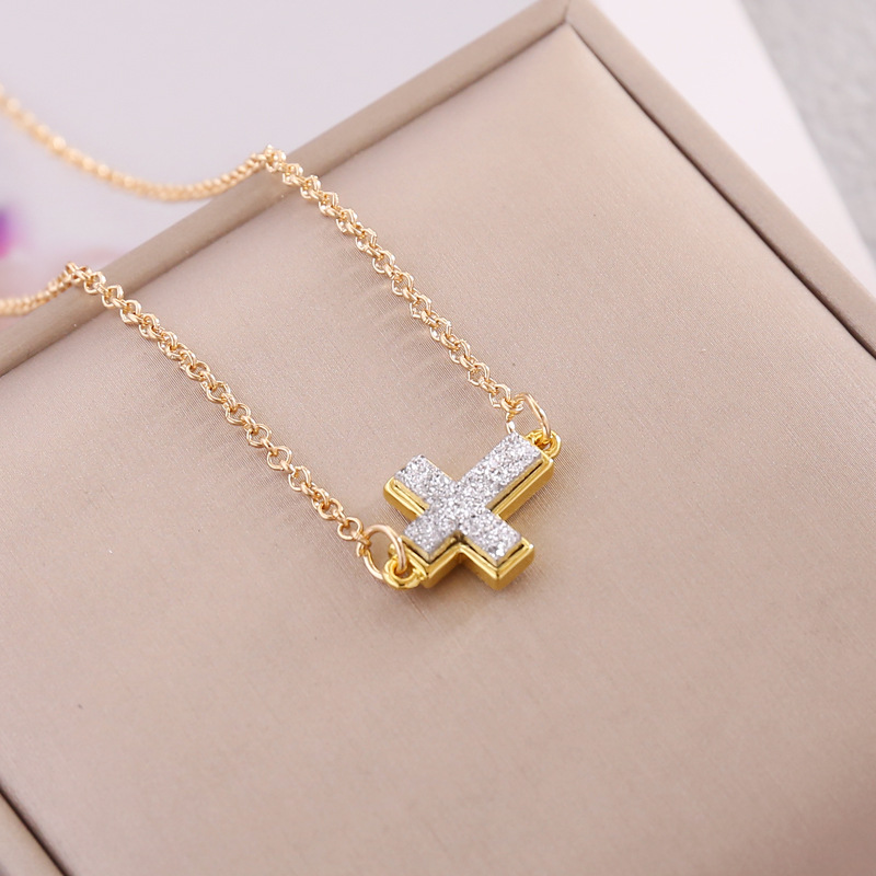 new retro multicolor cross pendent alloy necklace