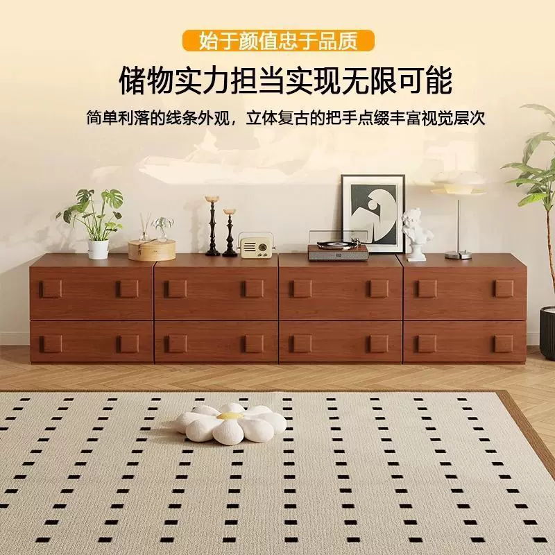 实木中古风电视柜客厅卧室五斗柜复古卡门柜多功能组合落地床头柜