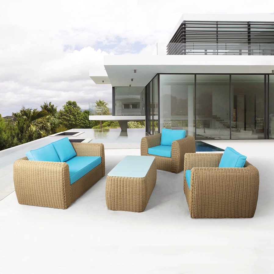 Outdoor furniture rattan sofa for courtyard, outdoor balcony, villa, single-person rattan sofa, terrace sun-proof rattan sofa
