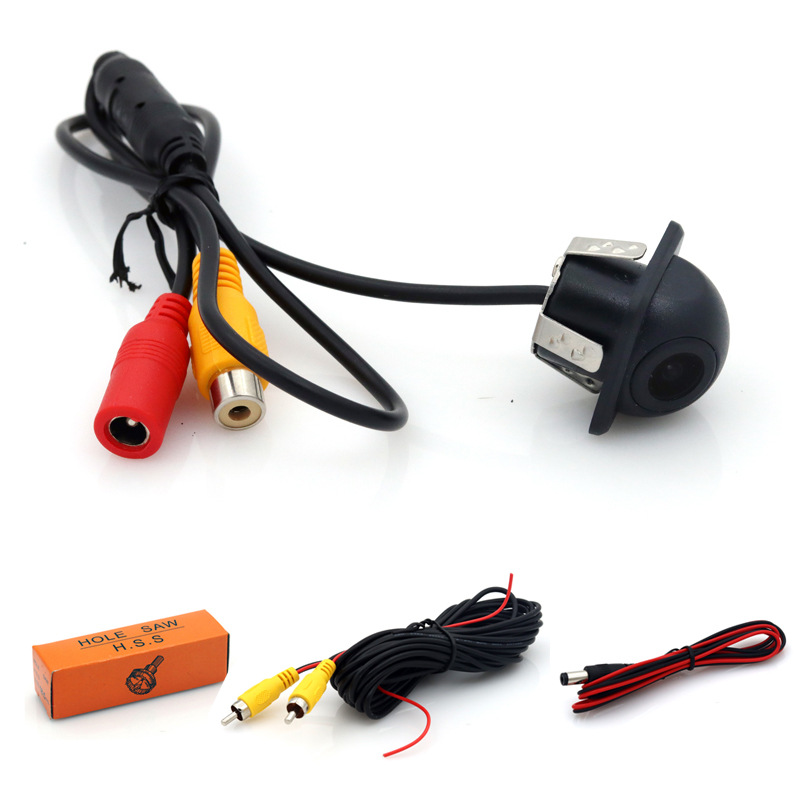 Small straw hat CCD reversing rear view camera mirror with ruler with flower head