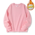 Pink chinese cotton crew neck fleece sweatshirt