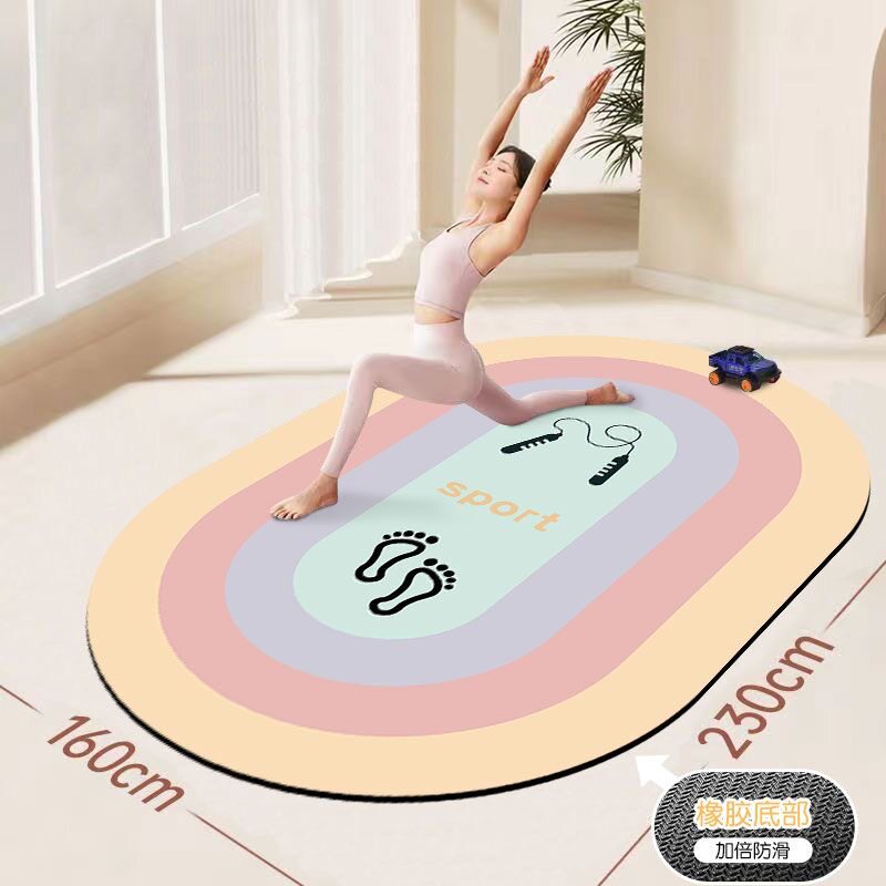 现代简约家用硅藻泥瑜伽健身防滑垫运动减震地垫室内隔音跳绳地毯