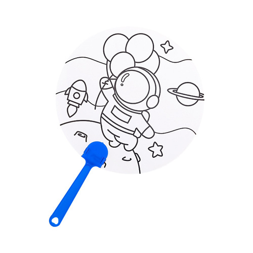 Creative DIY Graffiti Fans for Children, Cartoon Style, Portable Stands, Educational Toys, Cute Coloring, Unique Shaped Fans, Wholesale