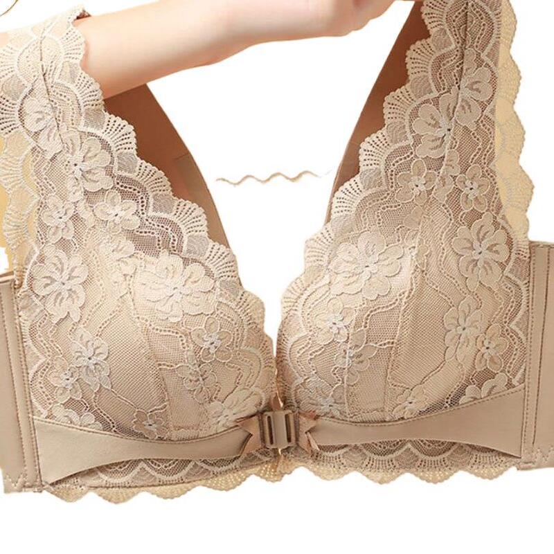 Biheshi Lingerie Flagship Store Front-Clasp High-Quality Lace Push-Up Wireless Bra for Women with Small Busts to Enhance Appearance Biheshi Lingerie Flagship Store Front-Clasp High-Quality Lace Push-Up Wireless Bra for Women with Small Busts to Enhance Appearance
