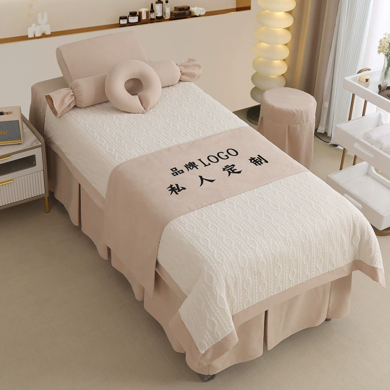 Новый комплект чехлов для косметической кровати из четырех предметов, высококачественные легкие роскошные простыни для массажного салона красоты с шампунем, универсальные для всех сезонов весной и летом