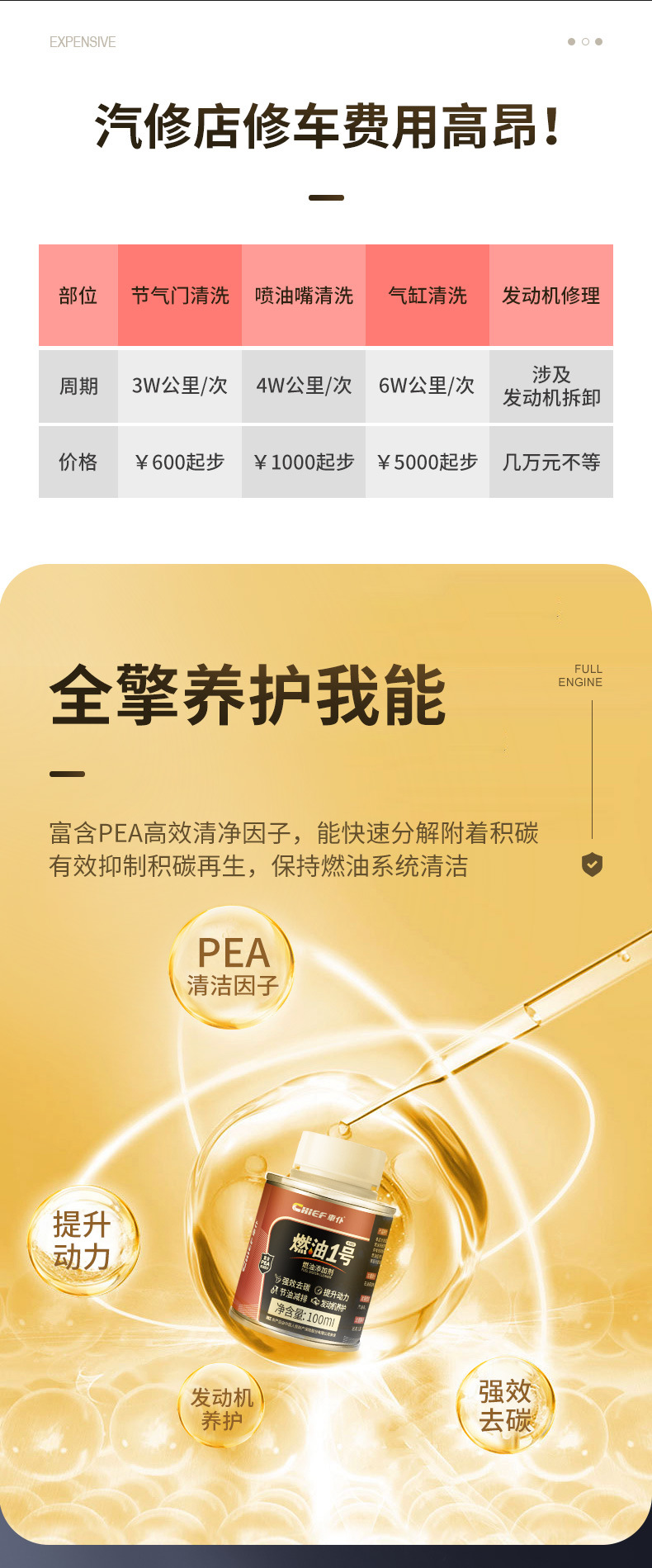 Car servant Fuel Oil No. 1 gasoline additive liquid gold fuel oil treasure carbon deposit removal cleaning agent three-way catalytic cleaning