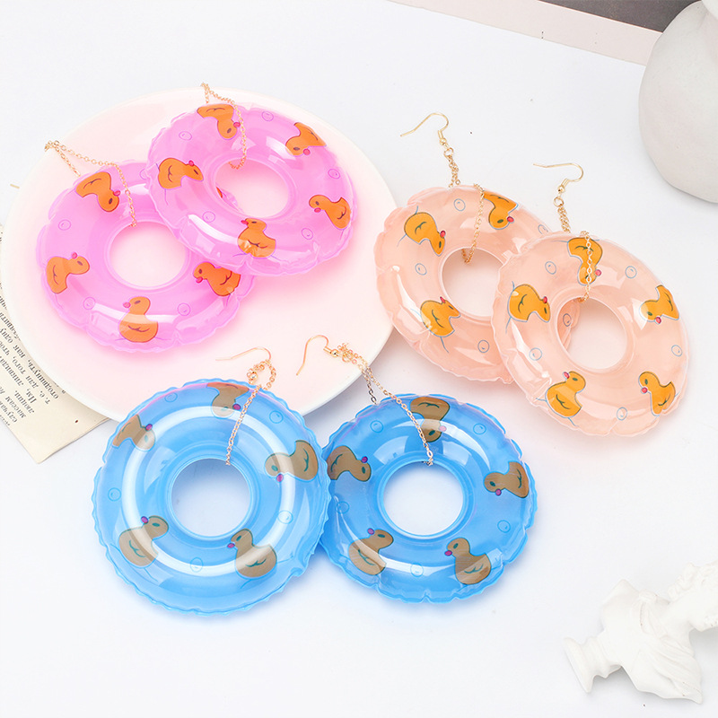 Alloy Ear Needle Material 1 Pair Cute Swim Ring Rubber Drop Earrings