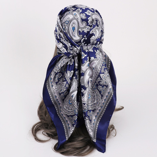  European and American fashion new satin 90 large square scarf for women cashew print 90 square scarf fashion trend wholesale