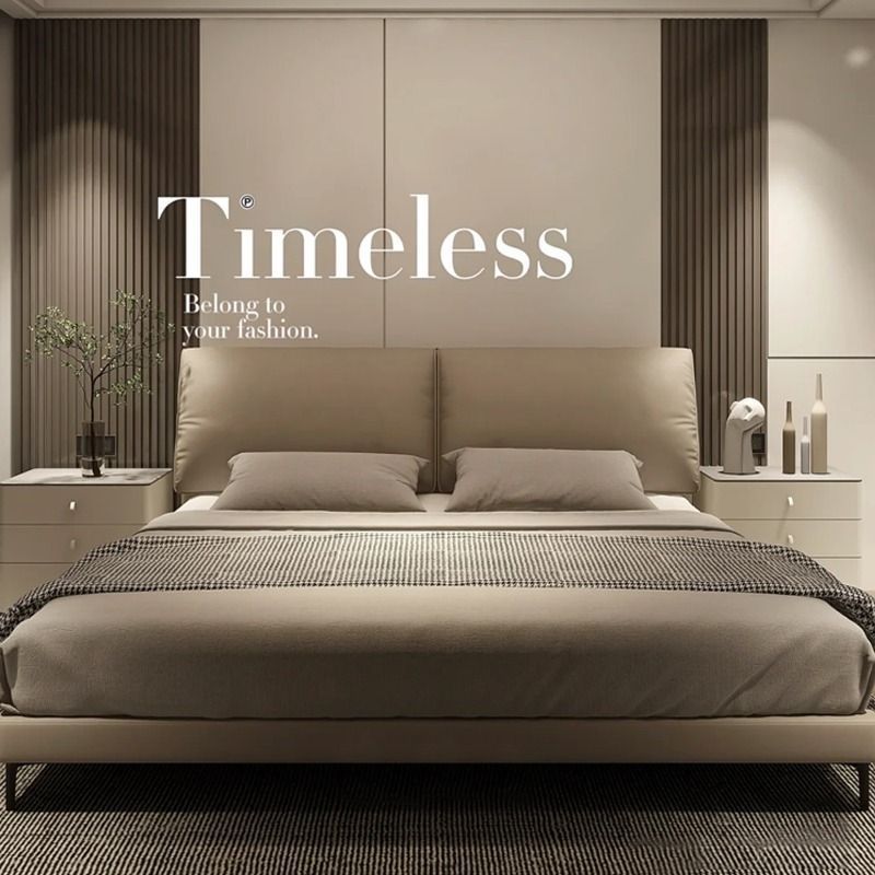 Luxury Modern Minimalist Master Bedroom Large Bed Nordic Style Italian Minimalist Wedding Bed Leather Art Bed