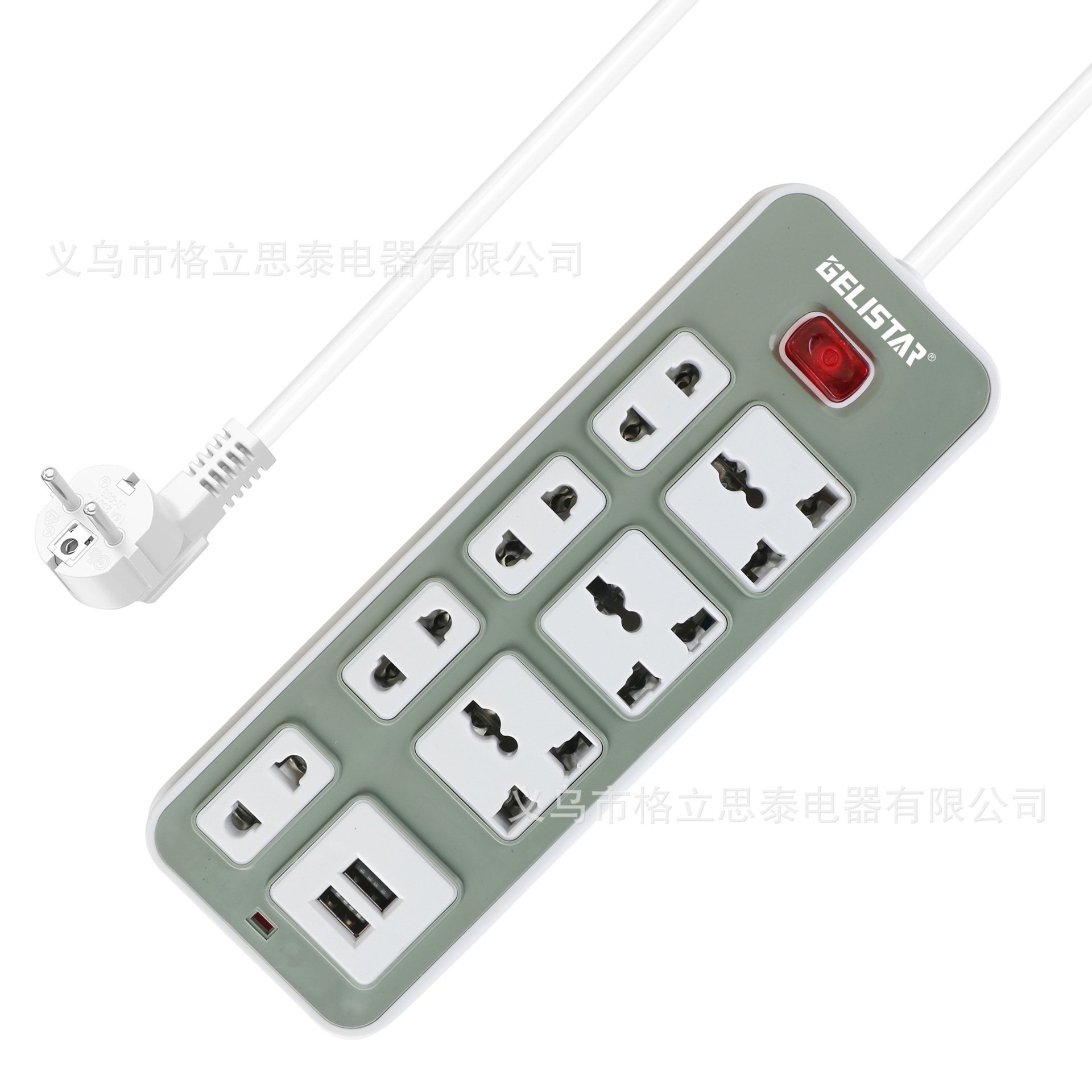 非洲USB多功能插座延长线接线板万能孔电源排插2M