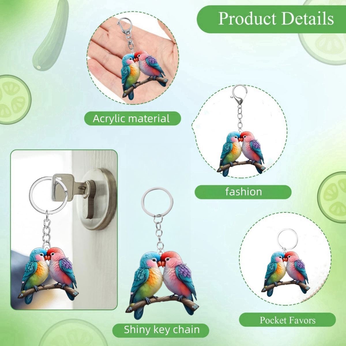 18g Weight Keychain Classification 1 Piece Quantity Daily Occasion Acrylic Material Bird Pattern Unisex Gender Cute Style Cute Bird Arylic Unisex Keychain 2