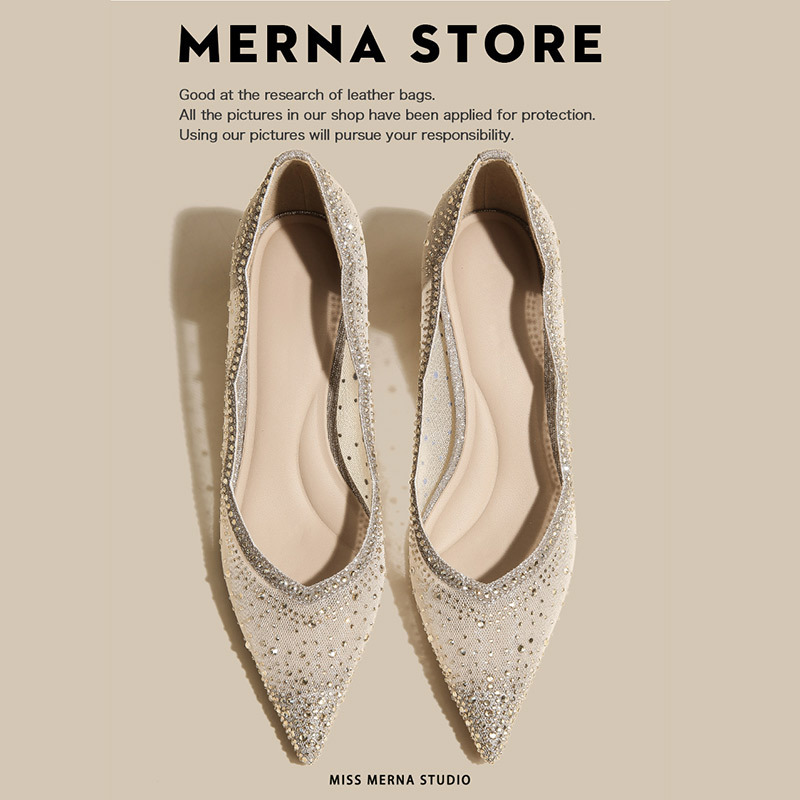 Gypsophila Rhinestone French High Heels, Feminine, Elegant, High-End, Wedding Banquet Bridesmaid Shoes, Niche Design