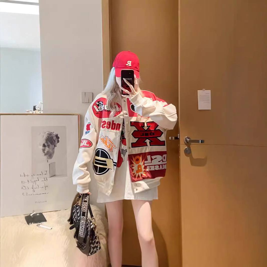 American Baseball Uniform for Women Early Spring 2025 New Spring & Fall Loose Trendy Brand Cool Motorcycle Jacket Jacket