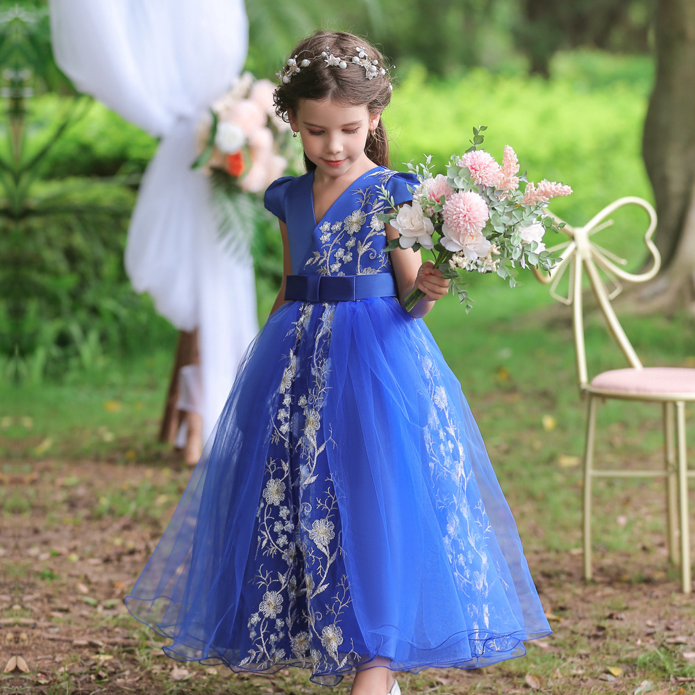 thumbnail image 3 of Vestido infantil Vestido de princesa Vestido de novia para niñas medianas y grandes Falda larga de malla para niñas, 3 of 6